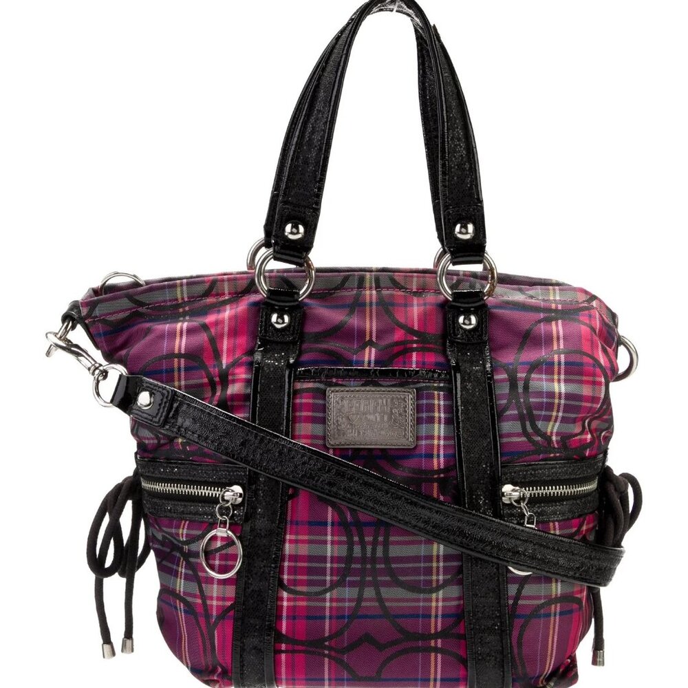 Euc Vintage Coach Poppy Tartan 2way Shoulder Bag c
